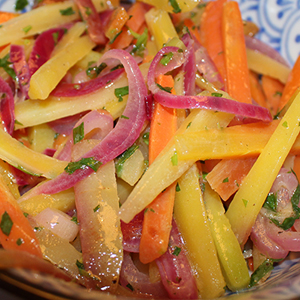 Recept s Salade van regenboogwortels en champagne truffel dressing Marcel Maassen